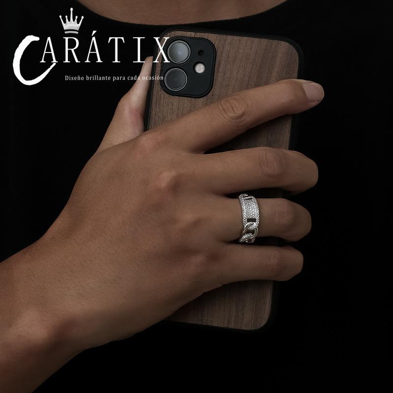 Caratix-Trend Pig Nose Ring Hip Hop Dense Zircon Stylish Simple Personality Ring Hiphop Jewelry High Quality Hip Hop Ring