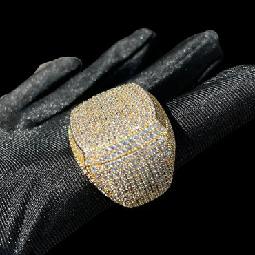 Fully Iced Out Prong Setting Cushion Iced Out Ring – Luxury Hip Hop Jewelry for Men & Women - CaratixJewelry