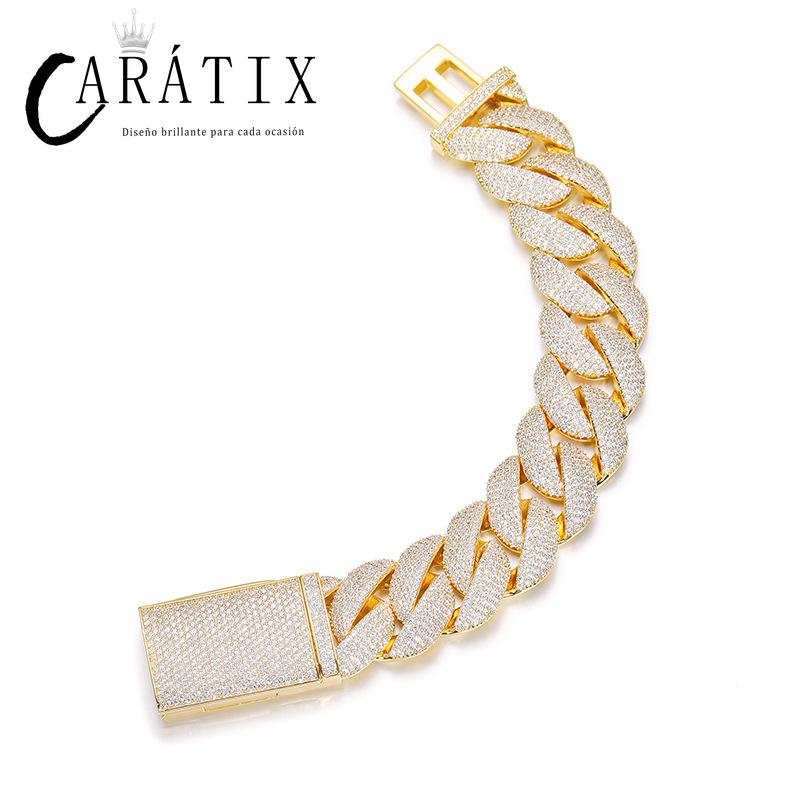 CARÁTIX 22mm Iced Out Cuban Link Chain Necklace – 5A+ CZ Heavy Round Hip Hop Bling Jewelry for Men | Rapper Gift