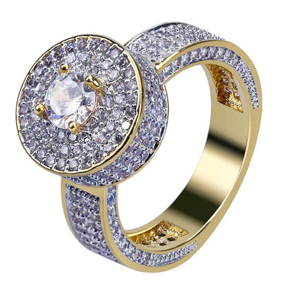 Real 18K Gold Plated Hip Hop Ring | Micro-Pave Zirconia Band | Caratix