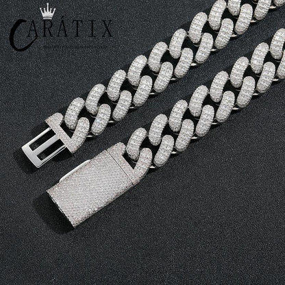 CARÁTIX 20mm Full CZ Cuban Chain Set | 5A+ Iced Out Hip Hop Necklace & Bracelet for Men
