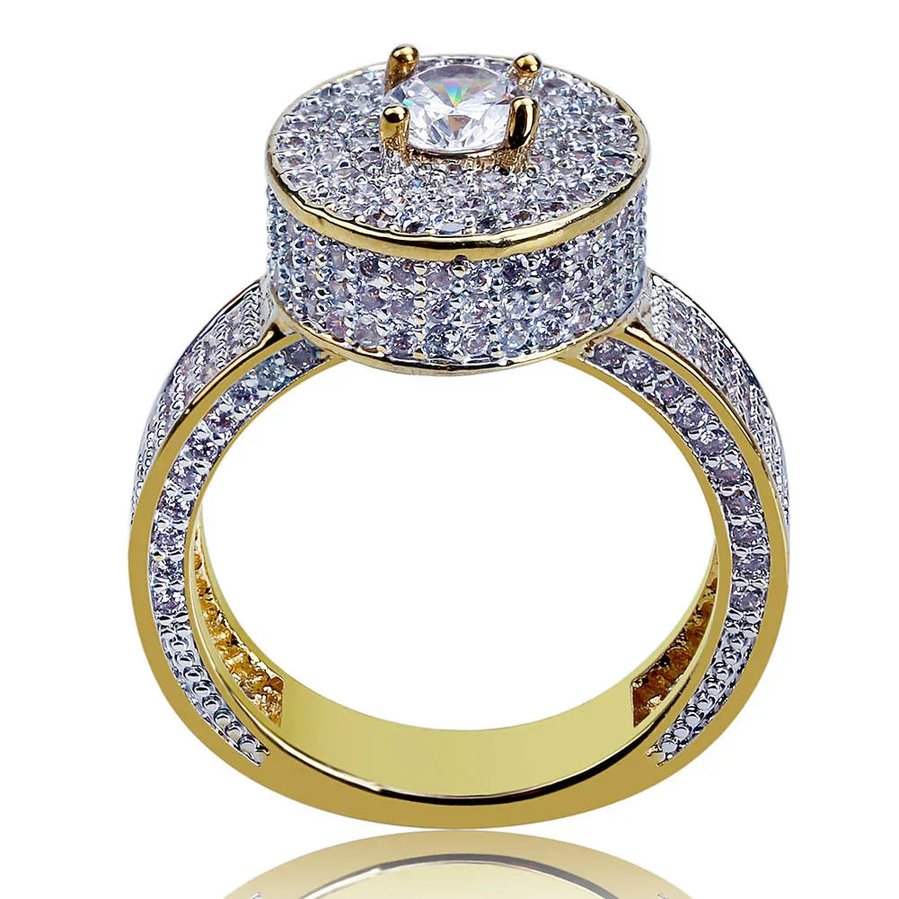 Real 18K Gold Plated Hip Hop Ring | Micro-Pave Zirconia Band | Caratix