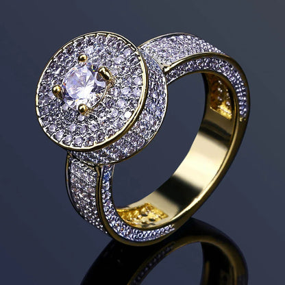 Real 18K Gold Plated Hip Hop Ring | Micro-Pave Zirconia Band | Caratix