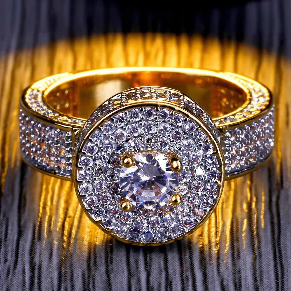 Real 18K Gold Plated Hip Hop Ring | Micro-Pave Zirconia Band | Caratix