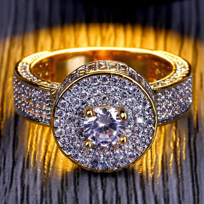 Real 18K Gold Plated Hip Hop Ring | Micro-Pave Zirconia Band | Caratix