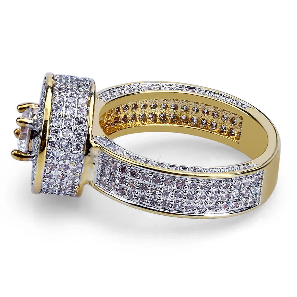 Real 18K Gold Plated Hip Hop Ring | Micro-Pave Zirconia Band | Caratix