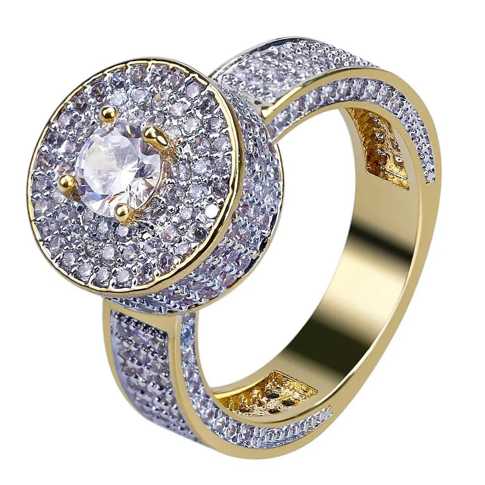 Real 18K Gold Plated Hip Hop Ring | Micro-Pave Zirconia Band | Caratix