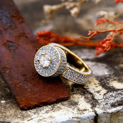 Real 18K Gold Plated Hip Hop Ring | Micro-Pave Zirconia Band | Caratix