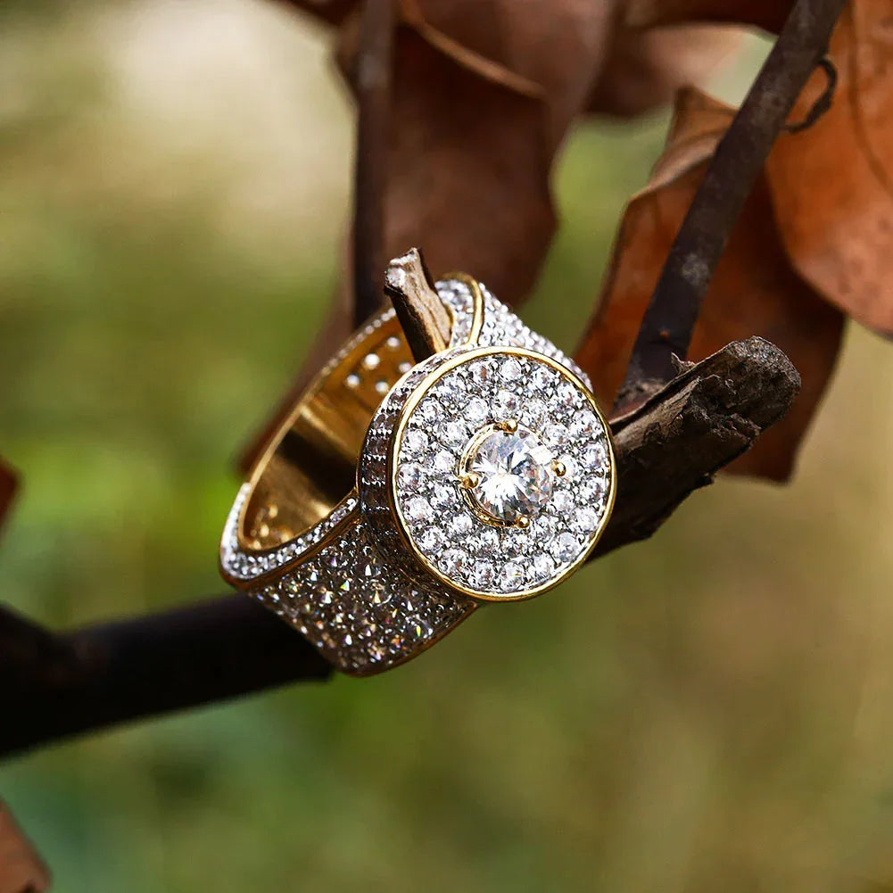 Classic Men's Big Gold Ring | Iced Out Micro-Pave Zirconia | Caratix