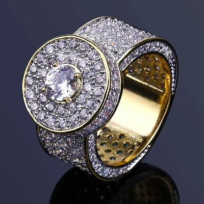 Classic Men's Big Gold Ring | Iced Out Micro-Pave Zirconia | Caratix