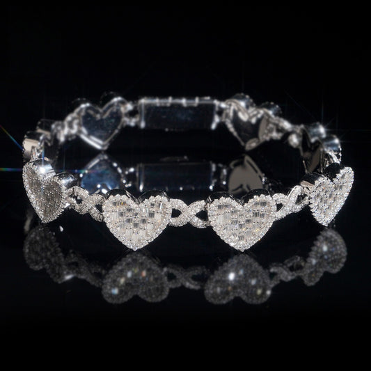 14mm S925 Sterling Silver Heart Moissanite Cuban Link Chain | Iced Out Heart Chain | Caratix