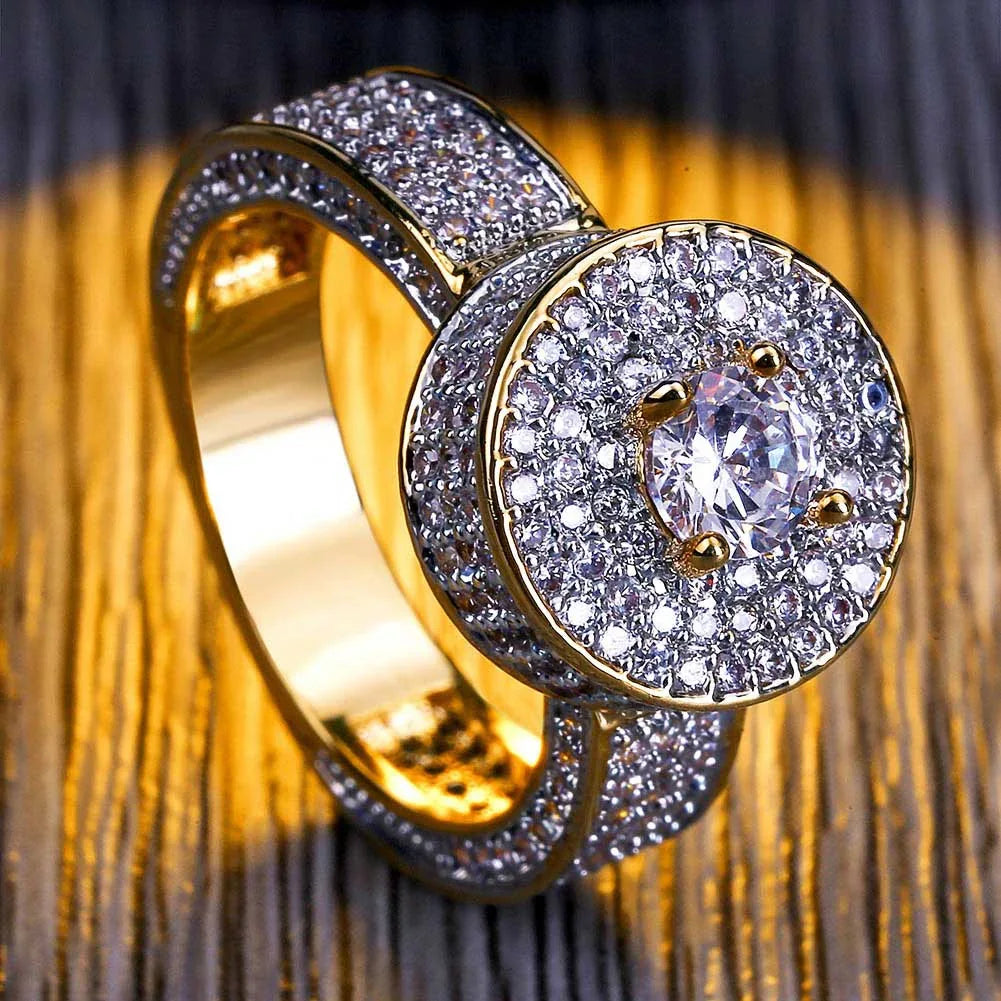 Real 18K Gold Plated Hip Hop Ring | Micro-Pave Zirconia Band | Caratix