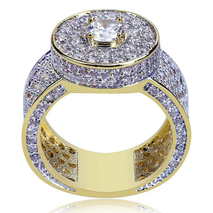 Classic Men's Big Gold Ring | Iced Out Micro-Pave Zirconia | Caratix