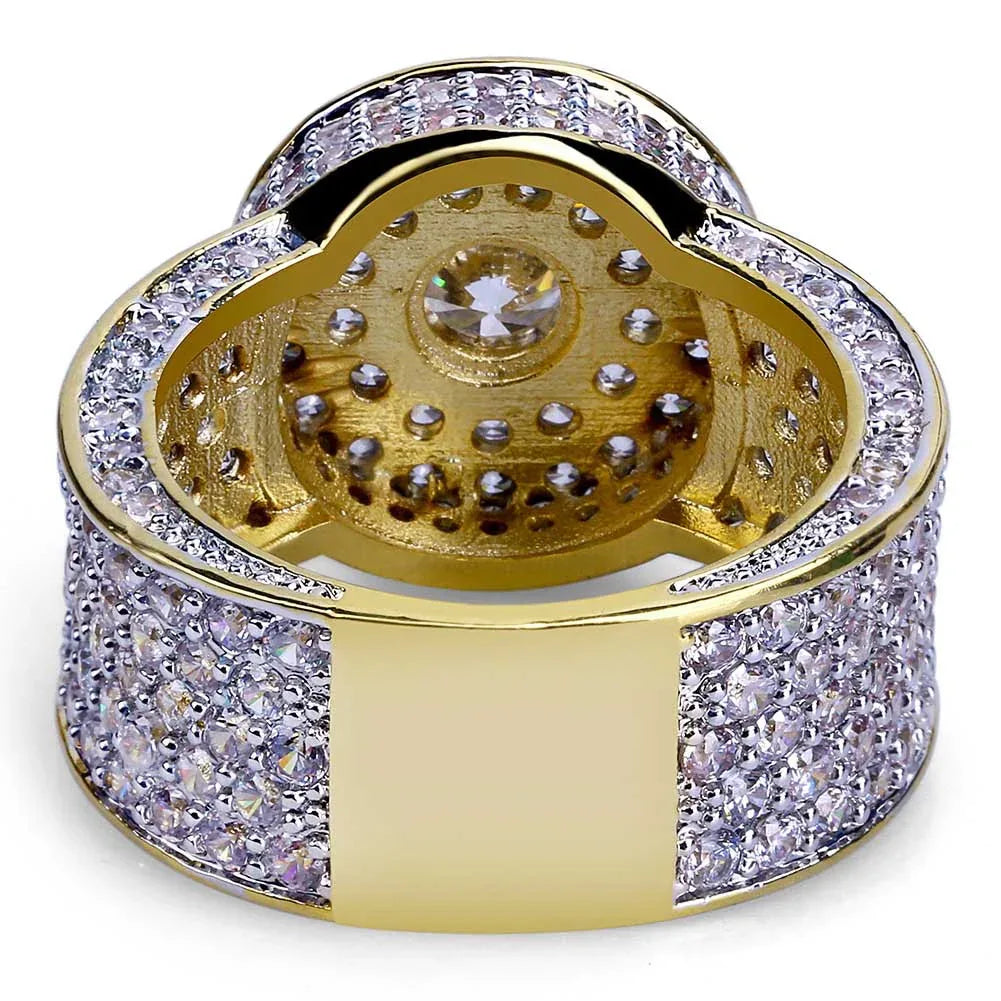 Classic Men's Big Gold Ring | Iced Out Micro-Pave Zirconia | Caratix