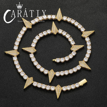 CARÁTIX - Black Panther Necklace 5mm Cubic Zircon Tennis Chain Rivet Wolf Tooth Charm Fashion Jewelry Gift for Mens Valentine's Day Gift for Men & Girls & Boys Mothers' Day Gift #Springtok