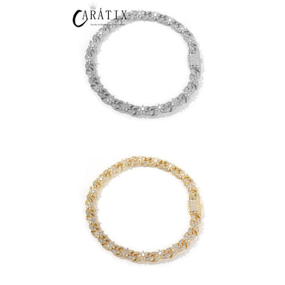 CARÁTIX – Iced Out Flower Infinity Round Cuban Link Chain Necklace | Hip Hop CZ Jewelry for Men & Women