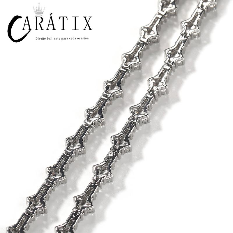 CARÁTIX 7-22" Plum Blossom Tennis Link Chain Choker Necklace – Iced Out Hip Hop Jewelry for Men & Women