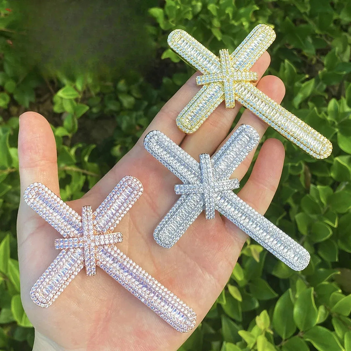Iced Out Oversized "Grand Cross" Pendant | Men's Real Copper Big Cross Necklace - CaratixJewelry