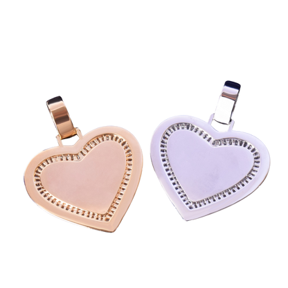 Heart Baguette Custom Photo Pendant Necklace – Iced Out Hip Hop Picture Jewelry for Men and Women