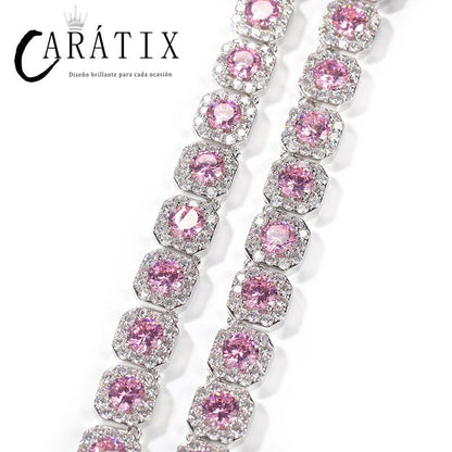 CARÁTIX - Hip Hop 3A+ CZ Stone Paved Bling Iced Out 12.5mm Tennis Link Chain Bracelets Necklaces for Men Women Unisex Rapper Jewelry Valentine's Day Gift for Men & Girls & Boys Mothers' Day Gift #Springtok