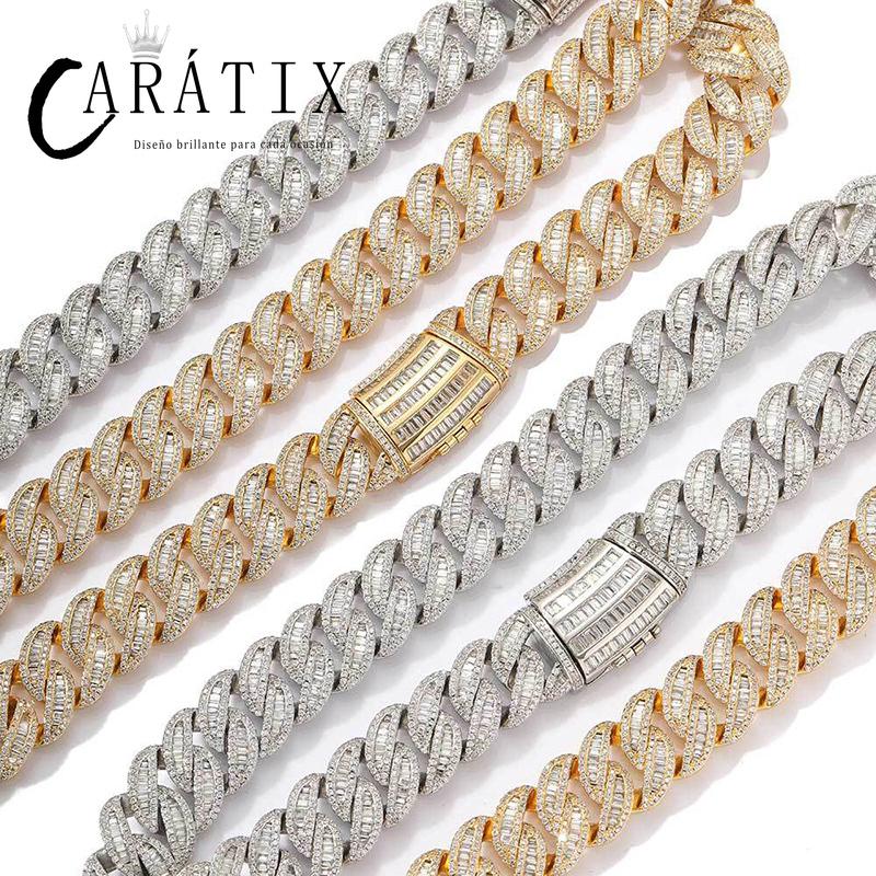 CARÁTIX 15mm / 20mm Iced Out Cuban Link Chain Necklace – 3A+ CZ Heavy Round Hip Hop Bling Jewelry for Men | Rapper Gift