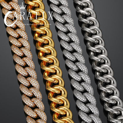 CARÁTIX 20mm 4-Row Cuban Chain | Claw Set CZ Iced Out Hip Hop Necklace for Men
