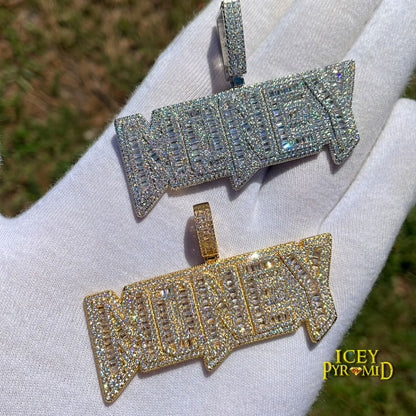 Money Iced Out Letter Diamond Pendant Necklace – Custom Hip Hop Jewelry for Men