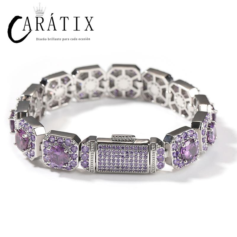 CARÁTIX - Hip Hop 3A+ CZ Stone Paved Bling Iced Out 12.5mm Tennis Link Chain Bracelets Necklaces for Men Women Unisex Rapper Jewelry Valentine's Day Gift for Men & Girls & Boys Mothers' Day Gift #Springtok