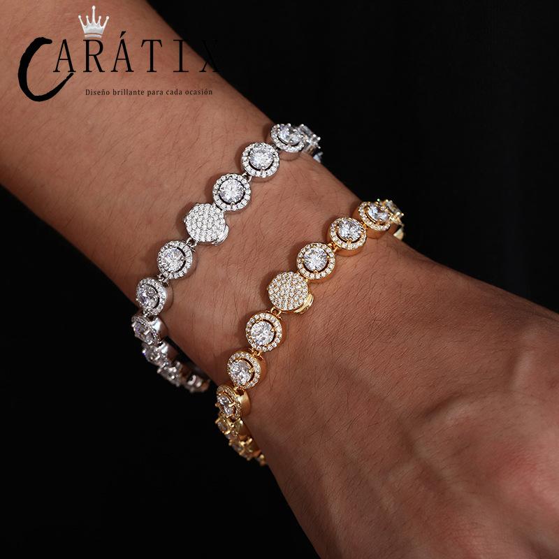 CARÁTIX - Hip Hop 3A+ CZ Stone Paved Bling Iced Out 1 Row Round CZ Stone Tennis Link Chain Necklaces for Men Rapper Jewelry Gift Valentine's Day Gift for Men & Girls & Boys Mothers' Day Gift #Springtok