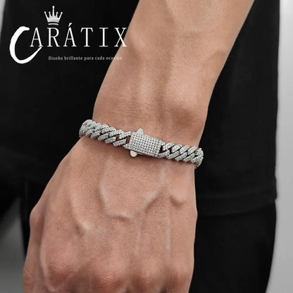 CARÁTIX – 8mm 2-Row Thin Cuban Link Chain Necklace | Cubic Zirconia Hip Hop Jewelry for Men & Women