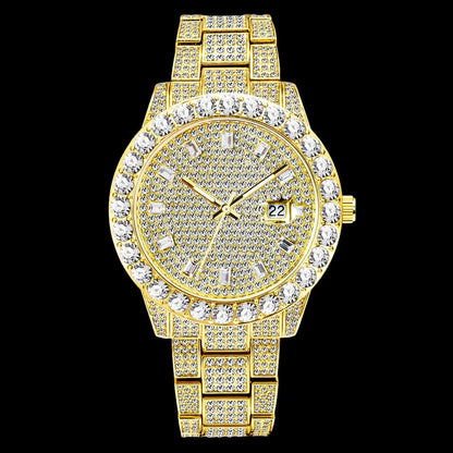 Double Diamond Baguette Numerals Iced Out Diamond Watch – Luxury Hip Hop Timepiece