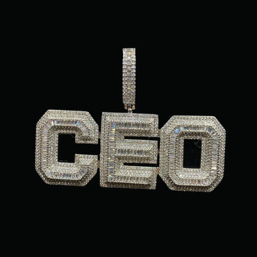 CEO v2 Iced Out Letter Pendant Necklace – Custom Hip Hop Jewelry for Men - CaratixJewelry
