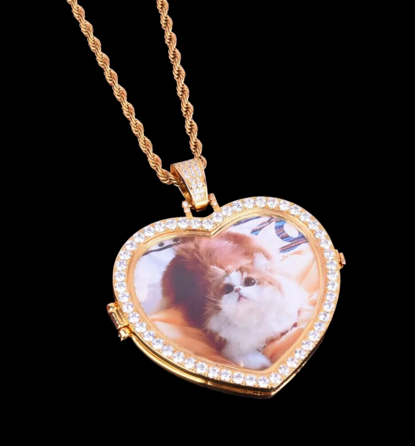 Openable Heart Tennis Custom Photo Pendant Necklace – Iced Out Hip Hop Jewelry