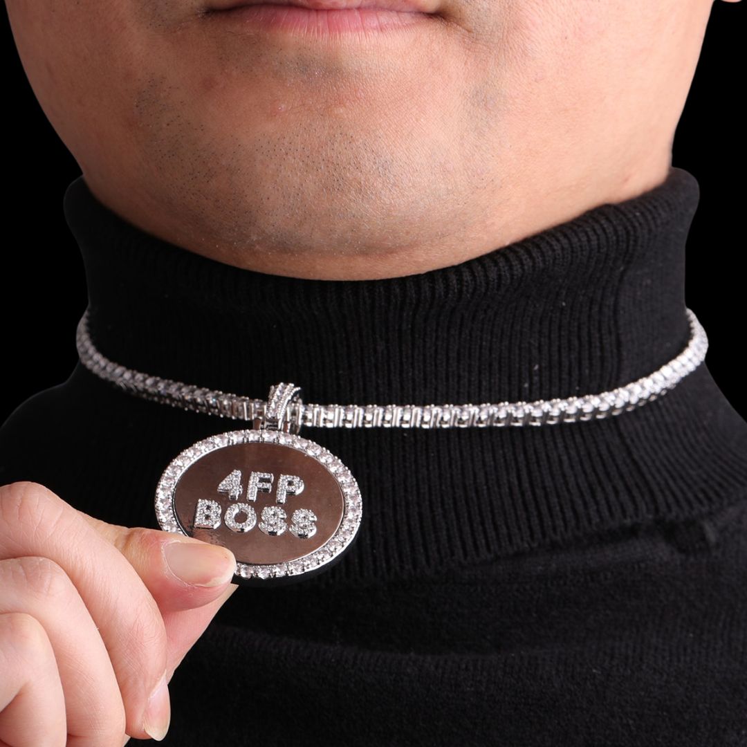 Circle Tennis Iced Out Personalisierter Namensanhänger