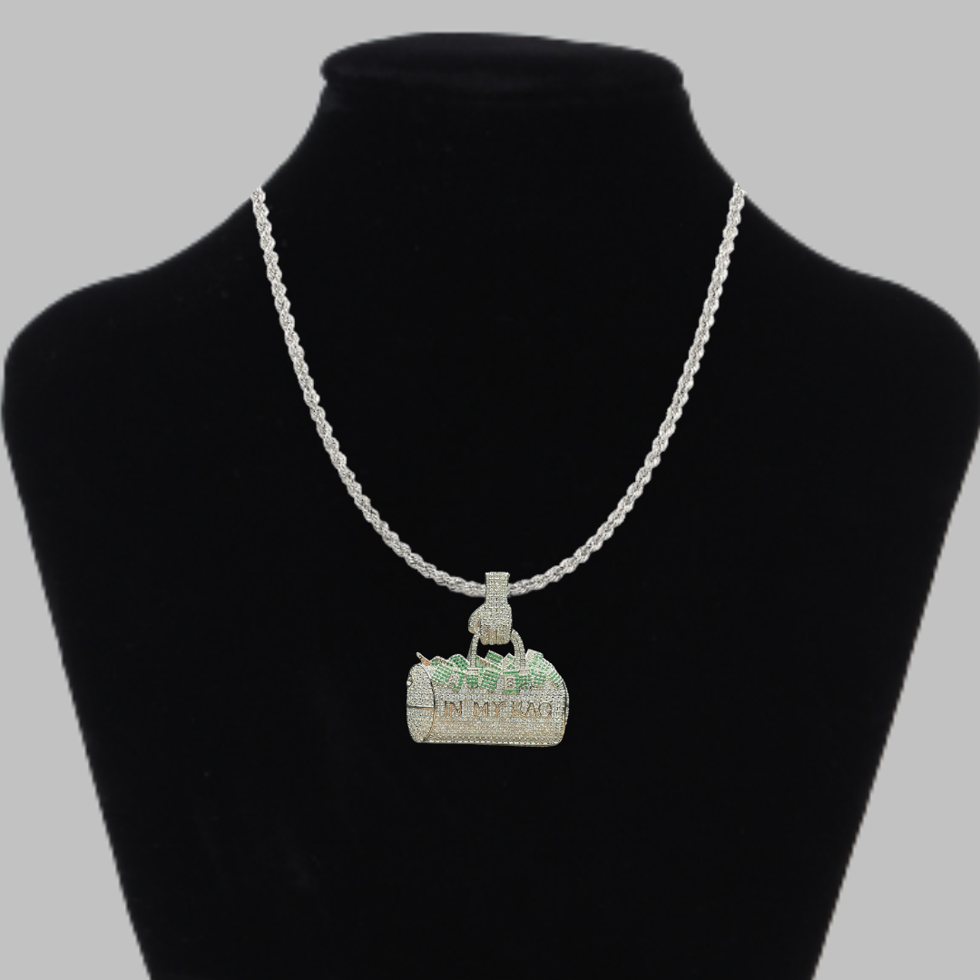 In My Bag Iced Out Letter Diamond Pendant Necklace – Custom Hip Hop Jewelry for Men