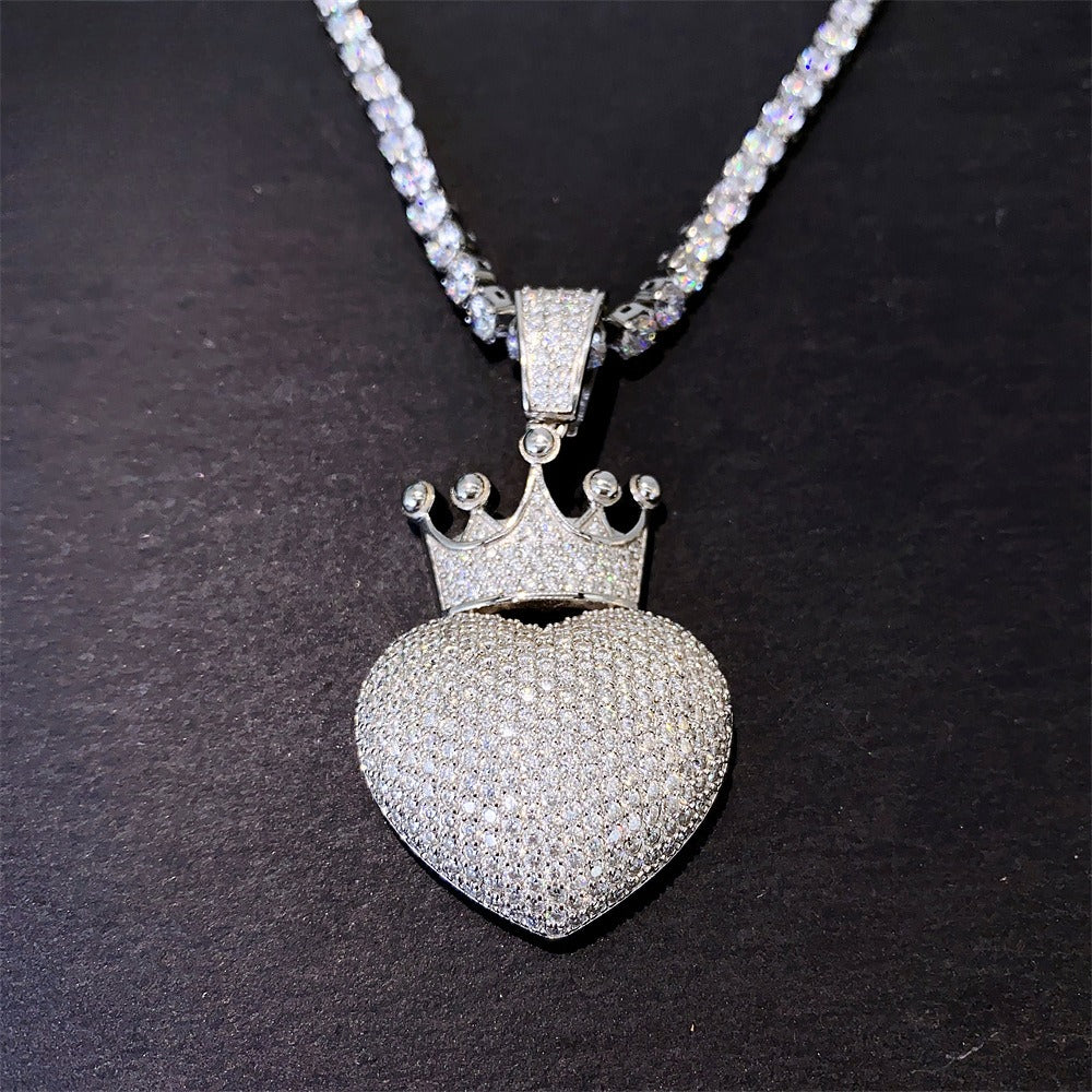 Iced Out Heart Pendant | Men's Gold Plated Hip Hop Heart Charm | Caratix