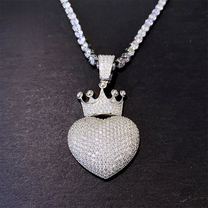 Iced Out Heart Pendant | Men's Gold Plated Hip Hop Heart Charm | Caratix