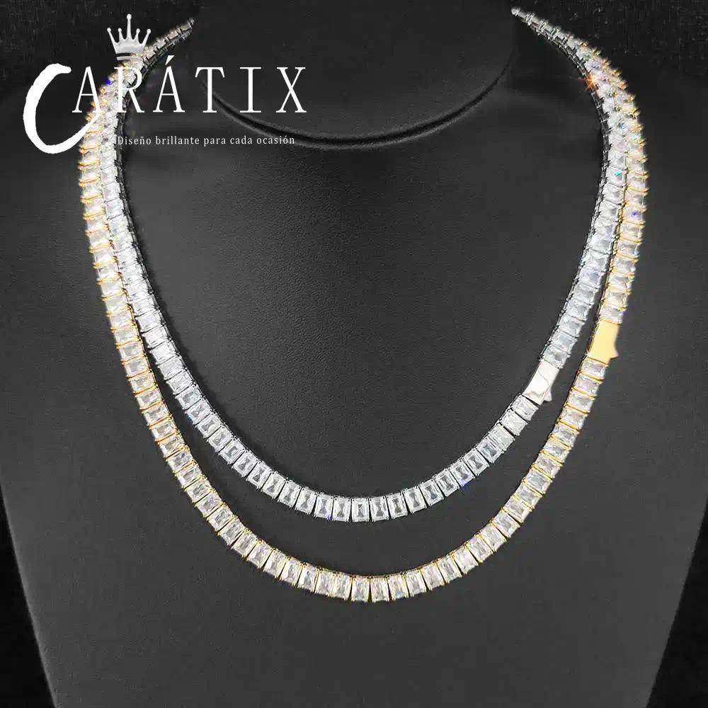 CARÁTIX - 6mm Rectangular Zircon Bling Women Tennis Chain Full  Inlaid Sugar Tennis Necklace   Laser Valentine's Day Gift for Men & Girls & Boys Mothers' Day Gift #Springtok