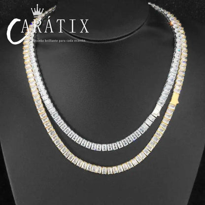 CARÁTIX - 6mm Rectangular Zircon Bling Women Tennis Chain Full  Inlaid Sugar Tennis Necklace   Laser Valentine's Day Gift for Men & Girls & Boys Mothers' Day Gift #Springtok