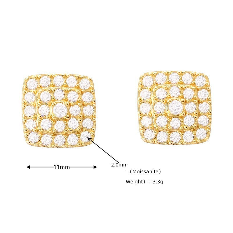 S925 Sterling Silver Square Moissanite Hoop Earrings | D Color VVS1 Diamond Tester | Caratix
