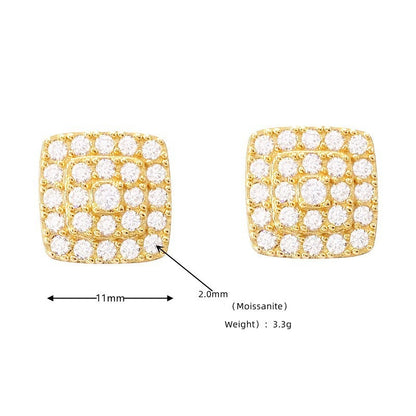 S925 Sterling Silver Square Moissanite Hoop Earrings | D Color VVS1 Diamond Tester | Caratix