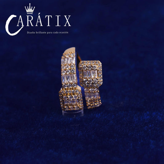 Caratix-Hip Hop New Ladder Open Buckle Ring Real Electroplating Fashion Personality Hipster Ring Adjustable High Quality Hip Hop Ring