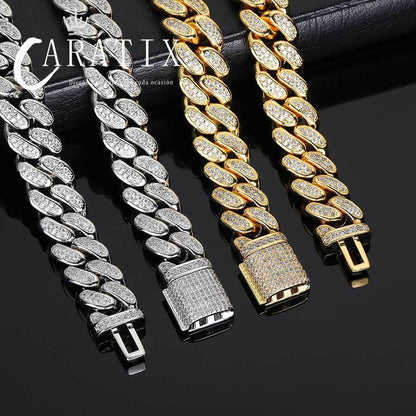 CARÁTIX 12mm Miami Cuban Link Chain Necklace – High Quality Bling Hip Hop Jewelry for Men | Iced Out Gift