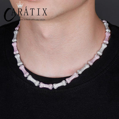 CARÁTIX Bone Link Chain | Full AAA CZ Iced Out Hip Hop Necklace for Men & Women