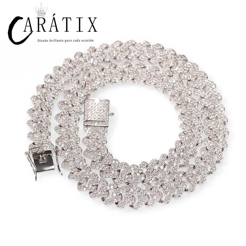CARÁTIX 12mm Square Cuban Chain | AAA+ CZ Iced Out Choker Necklace for Men & Women