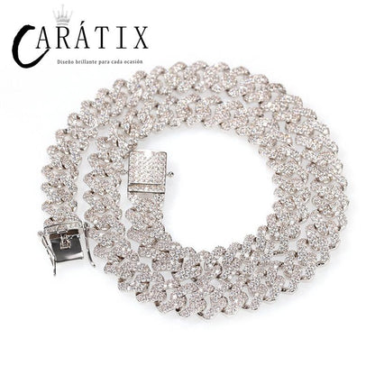 CARÁTIX 12mm Square Cuban Chain | AAA+ CZ Iced Out Choker Necklace for Men & Women