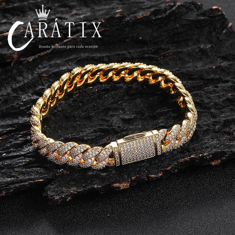 CARÁTIX 10mm Round Cuban Miami Link Chain Necklace 7"-24" – Iced Out CZ Hip Hop Jewelry for Men & Women