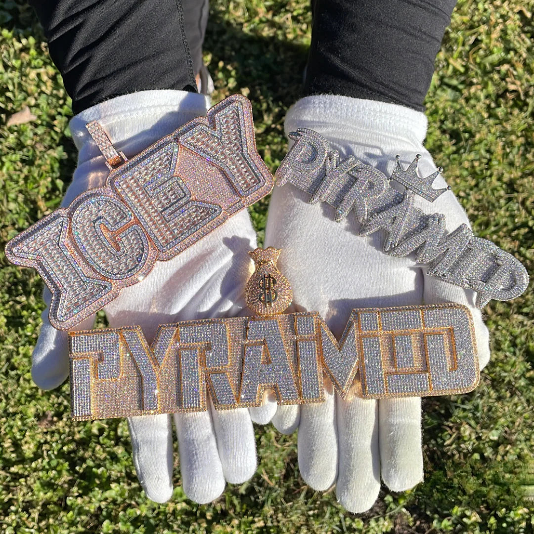 Money Bag Bail Two Layers Iced Out Personalized Custom Name Necklace Pendant – Luxury Hip Hop Jewelry for Men & Women