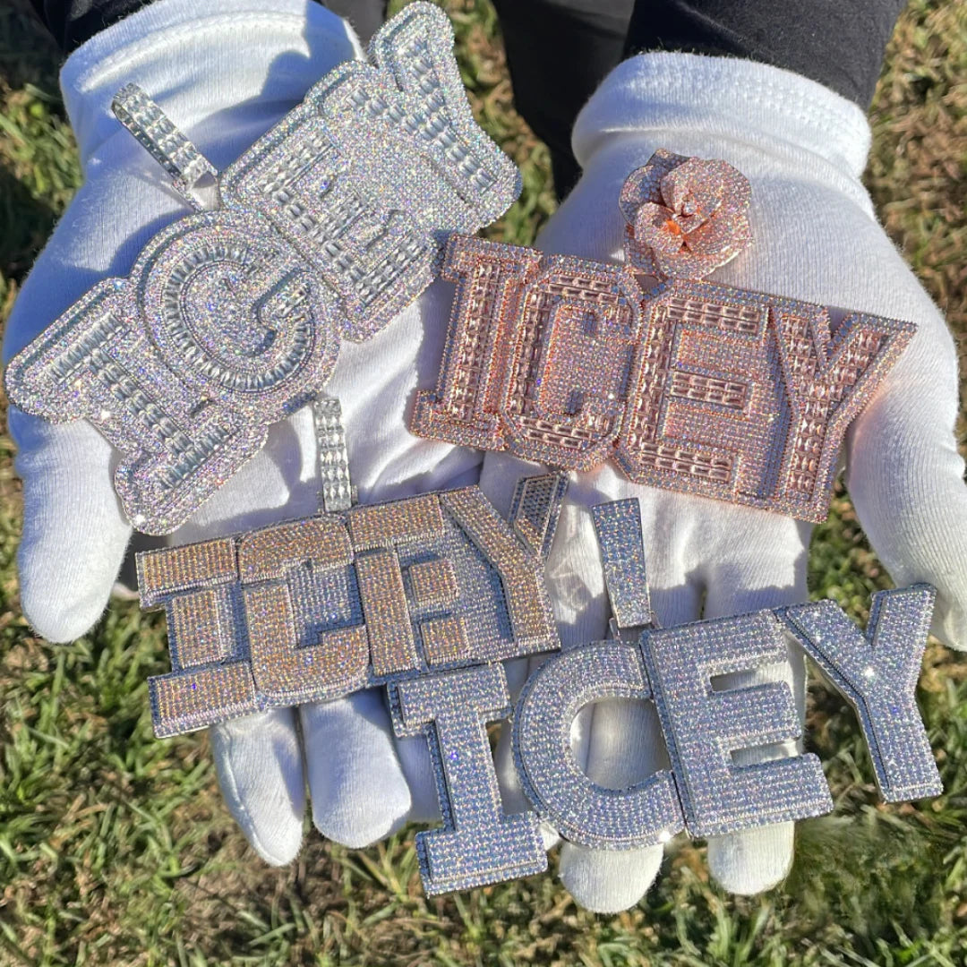 Overflow Stones Loaded with Diamond Iced Out Personalized Custom Name Necklace Pendant – Luxury Hip Hop Jewelry for Men & Women