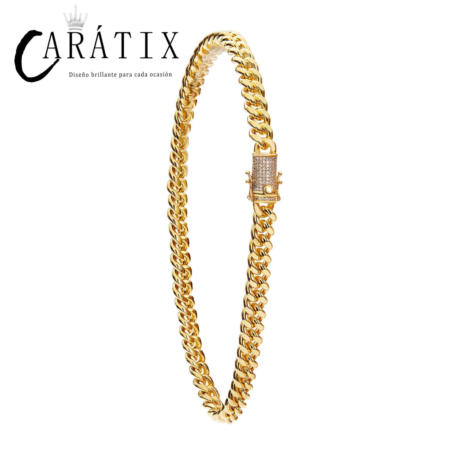 CARÁTIX 10MM Stainless Steel Miami Cuban Chain Necklace – Hip Hop Iced Out Jewelry with CZ Zircon for Men & Women